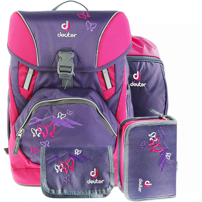 Рюкзак школьный DEUTER ONE TWO с наполнением Фиолетовая бабочка Plum 3830015_3029/SET2